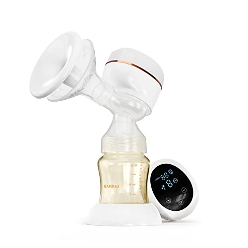 Bammax Bomba de leche eléctrica para lactancia con modo de masaje, pantalla táctil inteligente LED, 5 modos (9 niveles de succión cada uno), recargable, cómodo