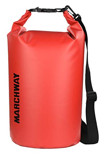 MARCHWAY - Bolsa impermeable flotante de 5L/10L/20L/30L/40L, bolsa enrollable mantiene el equipo seco para kayak, rafting, canotaje, natación, camping, senderismo, playa, pesca, Rojo, 10L