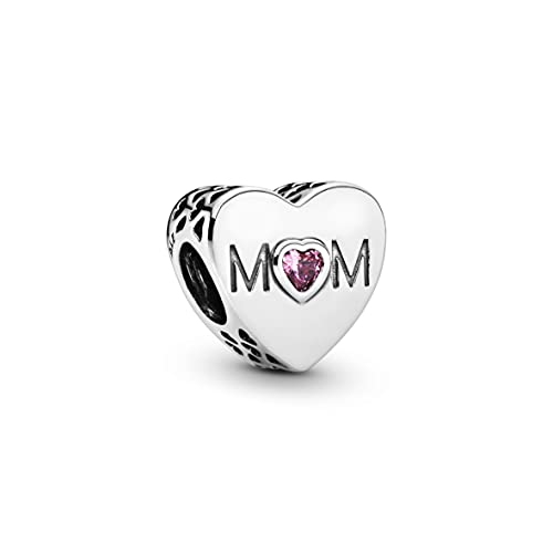 PANDORA Mother Heart Charm, Sterling Silver, Pink Cubic Zirconia, One Size