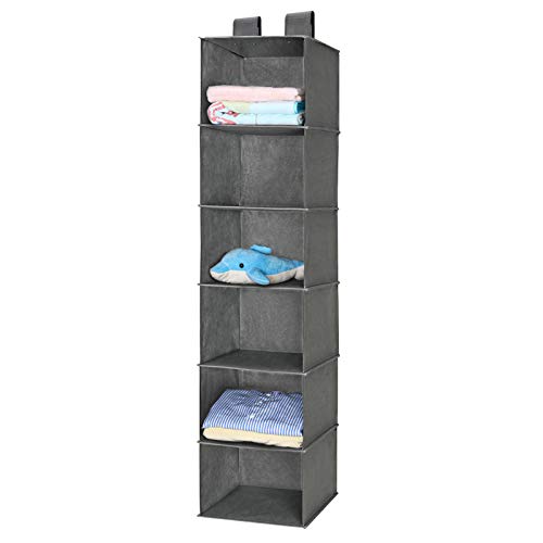 clóset para colgar estante, maidmax 6-shelf plegable colgar accesorio Organizador con 2 Widen velcros para la ropa y el almacenamiento de zapatos para regalo., Casual, gris