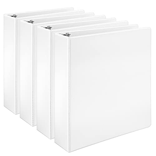 AmazonBasics, Carpeta con anillas en D paquete de 4, Blanco, 5.1 cm