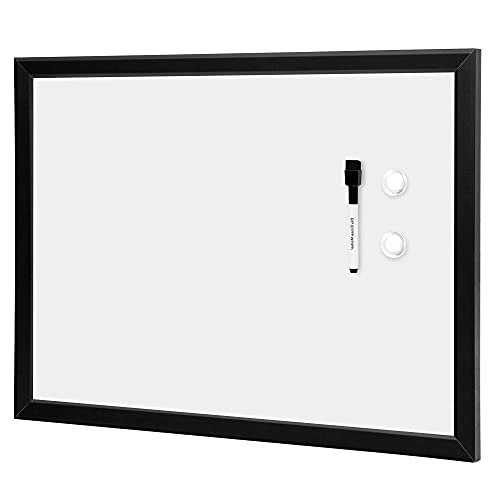 Amazon Basics - Pizarrón blanco magnético de borrado en seco con marco MDF, 43 cm x 58 cm