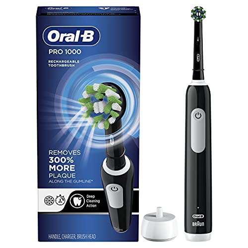 Oral-B Black Pro 1000 Power cepillo para polvo de dientes eléctrico recargable, alimentado por Braun