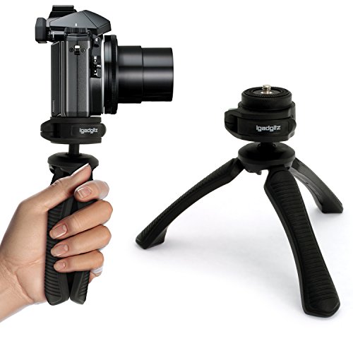 igadgitz U4330 - Mini trípode Ligero y estabilizador de Agarre Compatible con cámaras Digitales, cámaras réflex Digitales, cámaras de vídeo y videocámaras, Color Negro