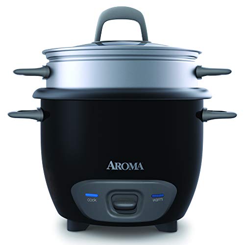 Aroma Housewares 6-Cup (Cooked) Pot-Style Rice Cooker and Food Steamer, Black ARC-743-1NGB
