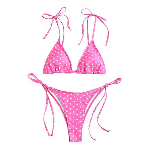 ZAFUL - Conjunto de bikini de playa, diseño de lunares, Hot Pink, S