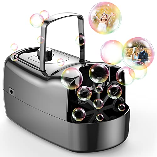 Máquina de burbujas – Soplador automático de burbujas para niños – Máquina para hacer burbujas con 2 modos de velocidad – Carga USB, banco de energía o funciona con pilas – Máquina de burbujas para fiestas, cumpleaños, interiores, exteriores