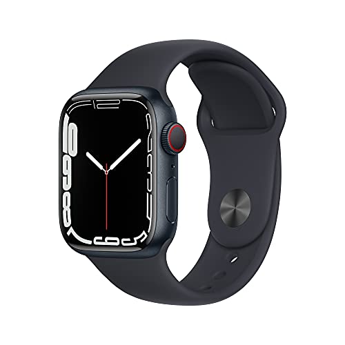 Apple Watch Series 7 GPS + Cellular • Caja de Aluminio Azul Medianoche de 41 mm • Correa Deportiva Azul Medianoche - Estándar