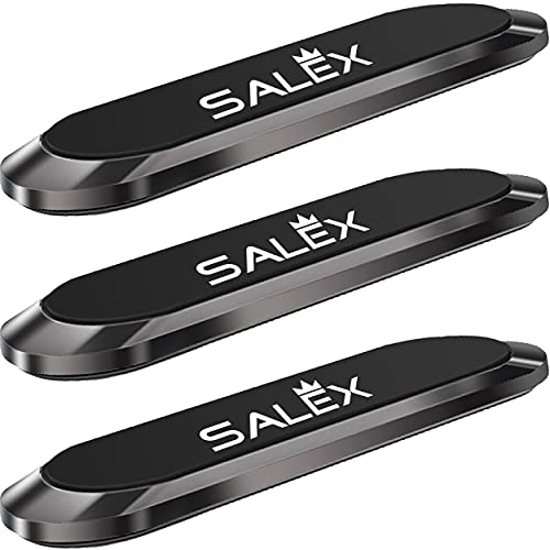 SALEX Soportes magnéticos negros [3 unidades]. Soporte plano para el salpicadero del coche, pared, parabrisas. Kit universal compatible con GPS, tabletas, smartphones, cuchillos, llaves, cucharas, tenedores.