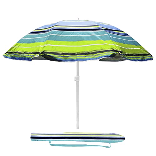 Sombrilla para Playa portátil, sombrilla para Mesa de Jardin, terrazas, Patio, Aire Libre, Camping, Exteriores con Filtro Solar contra Rayos UV (1.6 m, Verde/Azul)