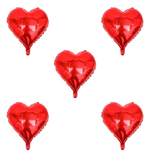 GLOBOS CAPRICHOS Shop [5 Piezas] Corazón Rojo De Aluminio para Helio Metálicos | Fiesta Aniversario Graduación Boda Cumpleaños San Valentín de Amor | 45 CM…