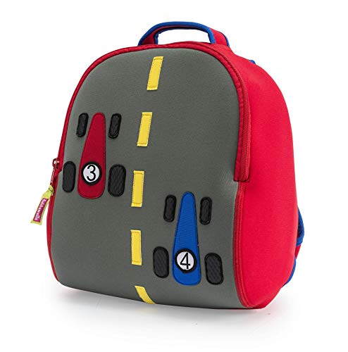 Dabbawalla Bags Fast Track Mochila Infantil Preescolar de Autos de Carrera, color gris/rojo/azul