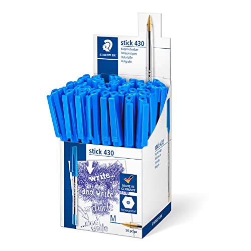Staedtler Stick 430 M-3CP5 Bolígrafo mediano - Azul (caja de 50)