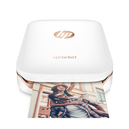 HP Sprocket Z3Z91A#631- Impresora fotográfica portátil (impresión sin tinta, Bluetooth, 5 x 7,6 cm impresiones), color blanco
