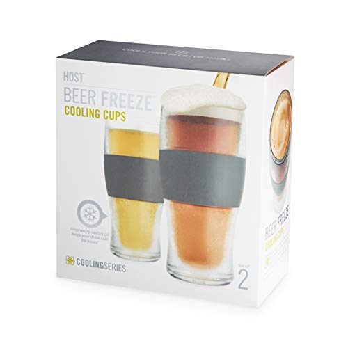 Host Freeze Cooling Beer Pint Glass for The Perfect Temperature Every Time, Clear, Set of 2