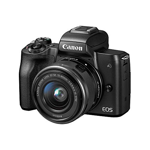 Canon EOS M50 Kit de cámara Vlogging sin espejo con lente 15-45 mm, video 4K, conexión Wi-Fi, tecnología NFC y Bluetooth, color negro