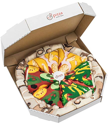 Pizza Calcetines caja 4 pares MIX Hawaii Italiano Vege algodón calcetines fabricados en la UE, Multicolor, Man (US 9.5-13 EUR 41-46)