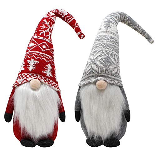 Gnomo de Navidad sueco Santa Tomte - 2 adornos de peluche para pareja, color rojo y gris
