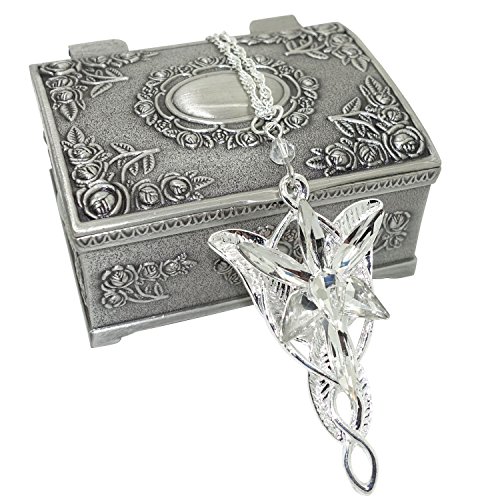 Ruimeng Lord of the Rings Arwen's Evenstar Pendant Necklace with Jewelry Box,Lord of the Rings Necklace,Great Gift for The Lord of the Rings Fans Clistmas Gifts