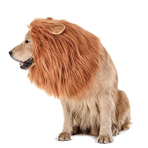 PUBAMALL Disfraz de Melena de león para Perro - Melena de león complementaria para Disfraces de Perro (marrón)