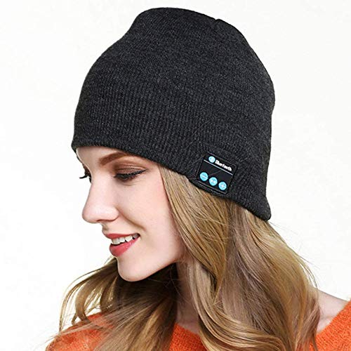 RabbitStorm Bluetooth 4.2 Música Sombrero de Punto Cálido Invierno Bluetooth Frío Auriculares Sombrero, Unisex Winter Warm Knitted Hat Trendy Cap with Stereo Headphone Headset Speaker Mic Hands-free for Sports Workout Best Christmas Gifts (Gris oscuro)