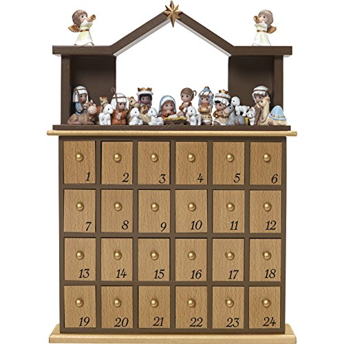 Precious Moments Calendario de Adviento con Texto en inglés O Come Let Us Adore Him Nativity – 27 Piezas, Multicolor