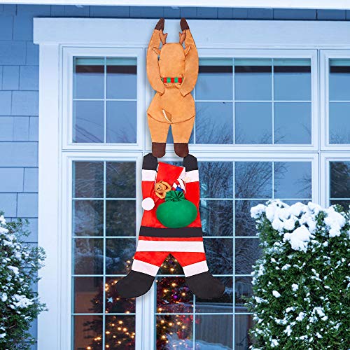 Joiedomi Santa Claus colgante de 165 cm con reno para Navidad, vacaciones, decoración exterior e interior