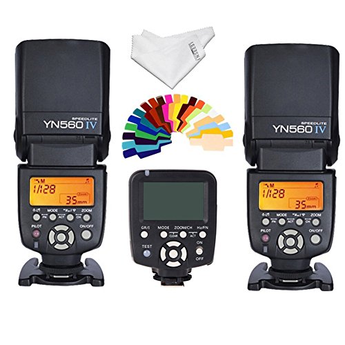 Yongnuo YN-560IV 2 piezas de Flash inalámbrico Speedlite kit + YN560-TX LCD Control remoto disparador de Flash para Canon cámaras réflex