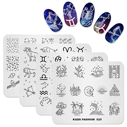 KADS Nail Art Stamp Plate Night Sky Series Nail stamping plate Template Image Plate Nail Art DIY Decoration Tool