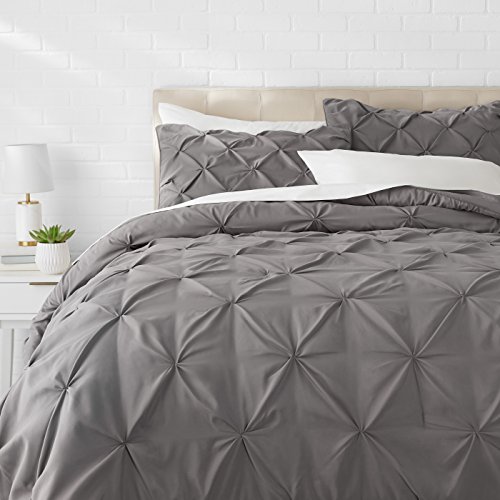 Amazon Basics - Juego de edredón, comforter, color gris oscuro, tamaño matrimonial