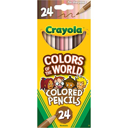 Crayola Lápices de colores, 24 unidades, colores del mundo, lápices de colores de tono de piel