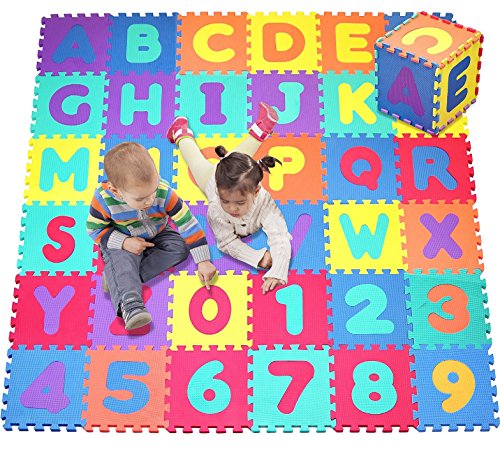 Click N' Play, alfombra de juego de rompecabezas de espuma de alfabeto y números, 36 azulejos (cada baldosa mide 12 x 12 pulgadas para una cobertura total de 36 pies cuadrados)