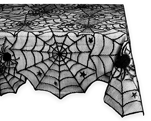 DII Halloween Lace Tablecloth for Halloween Parties, Décor, Dinners 54 by 72-Inch, Black
