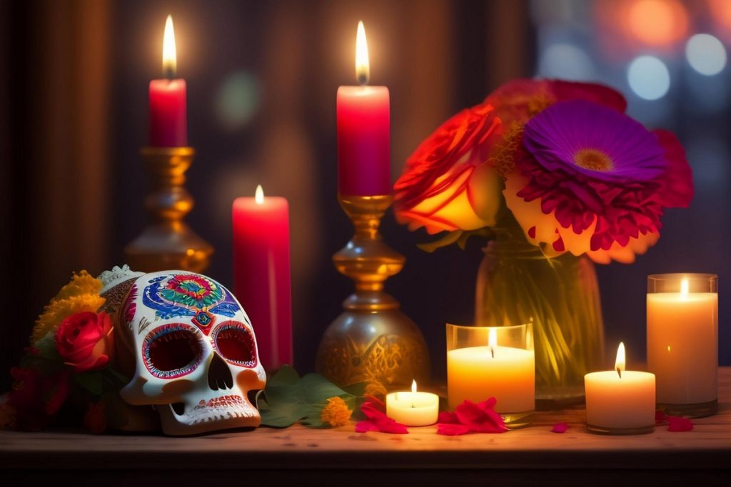 Altar en el Día de Muertos en México para lo seres queridos.