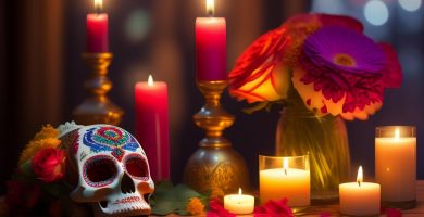 Altar en el Día de Muertos en México para lo seres queridos.